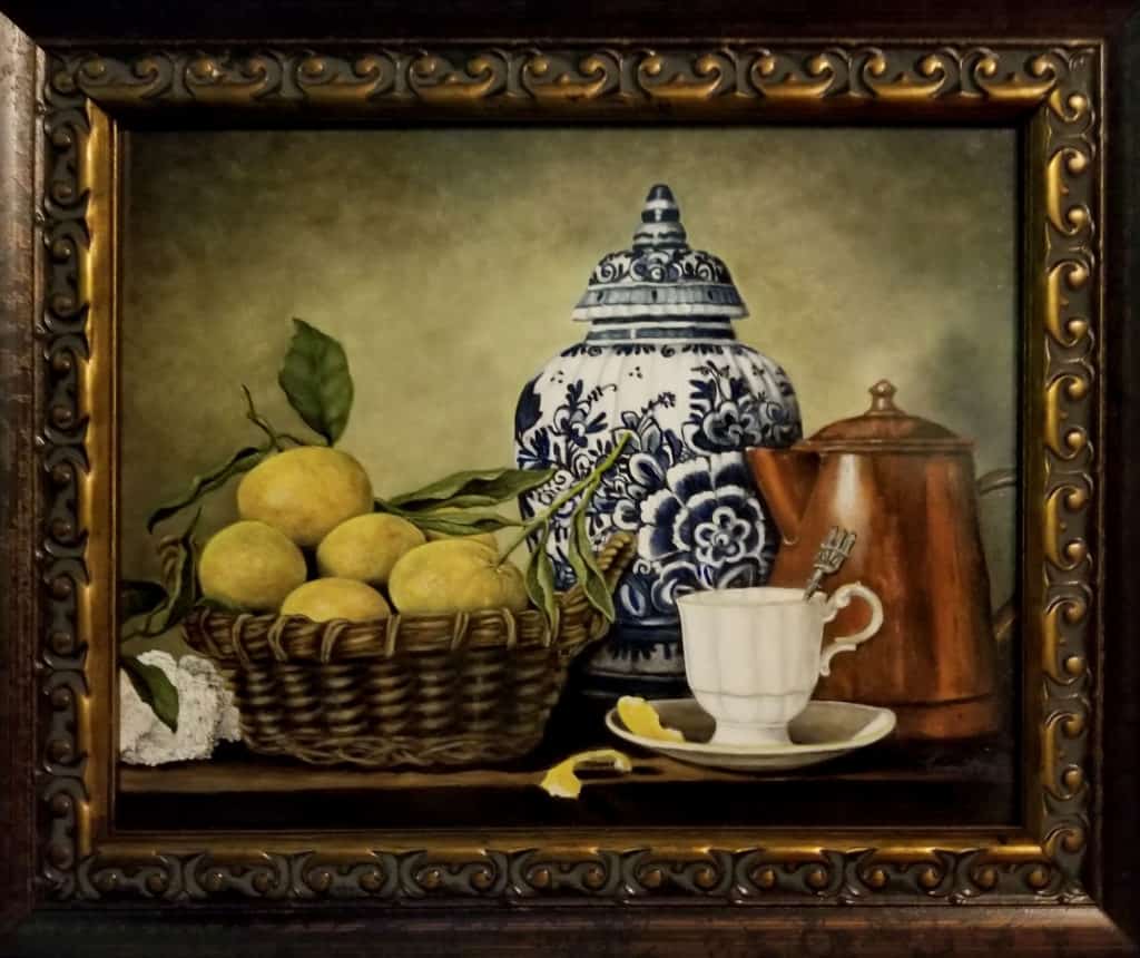 Painting of Delft Vase by Vivian Mosley