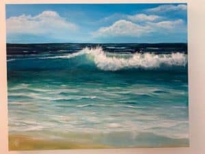 Seascape painting featuring cresting waves by Ashley Byrom
