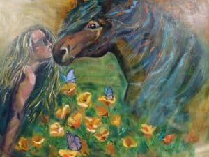 girl with horse artwork by sarah andreas