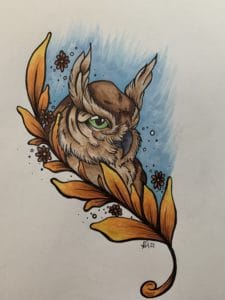 aubrey gealsha art illustration of owl