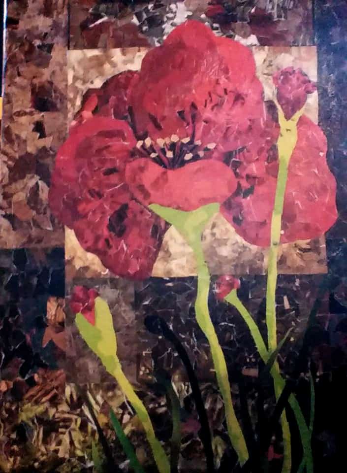 Flower art piece collage by Vivian Mosley