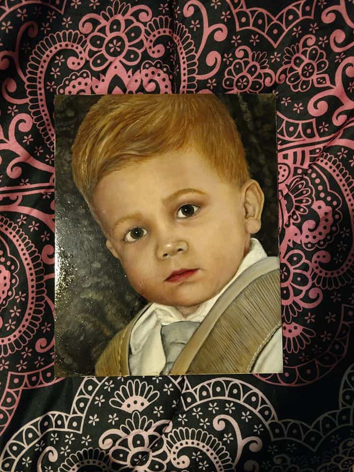 Painting of small boy by Vivian Mosley