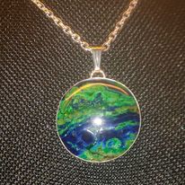 Azurite on sterling pendant