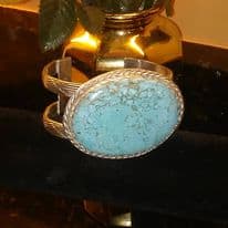 Large Turquoise Mens Bracelet 2.5oz Sterling
